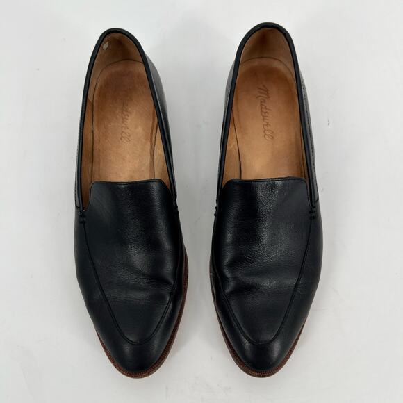 Madewell The Francis Loafer Womens 8.5 Black Leather Almond Toe Slip On Shoes - Picture 3 of 11